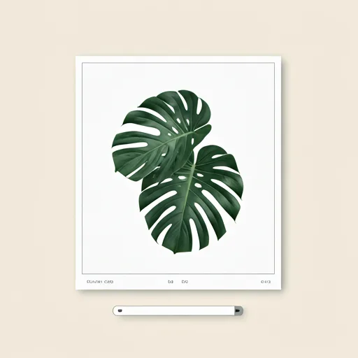 A generated monstera leaf illustration shown as a framed print.